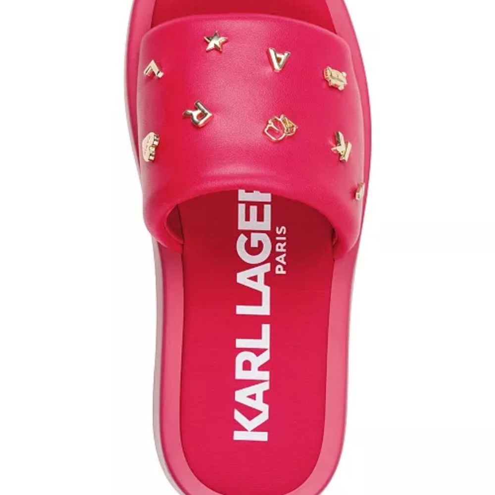 Karl Lagerfeld Fuchsia Slides With Gold Details - image 3